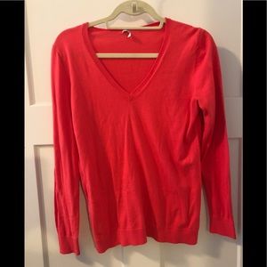 JCrew pink v-neck sweater